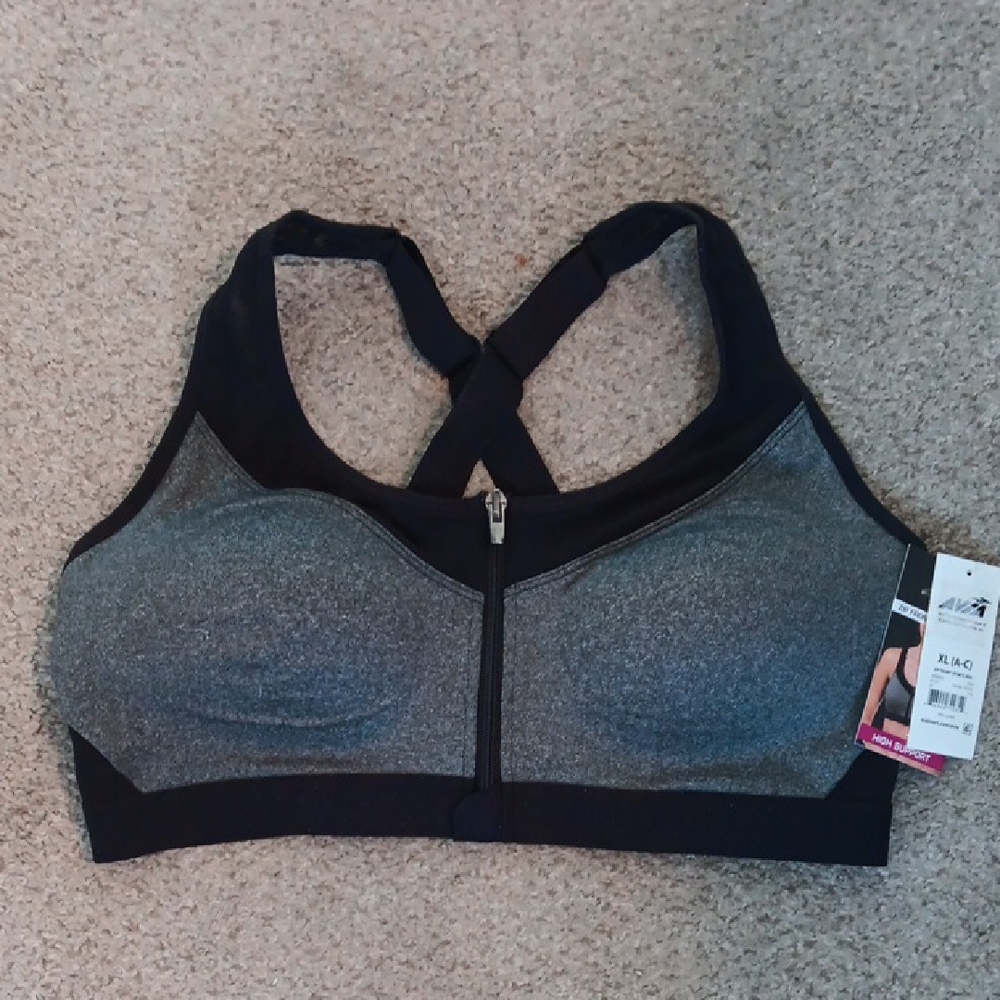 Avia Zip Front Racerback Sports Bra